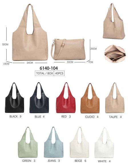 Bolso hobo con neceser extraíble y correa larga