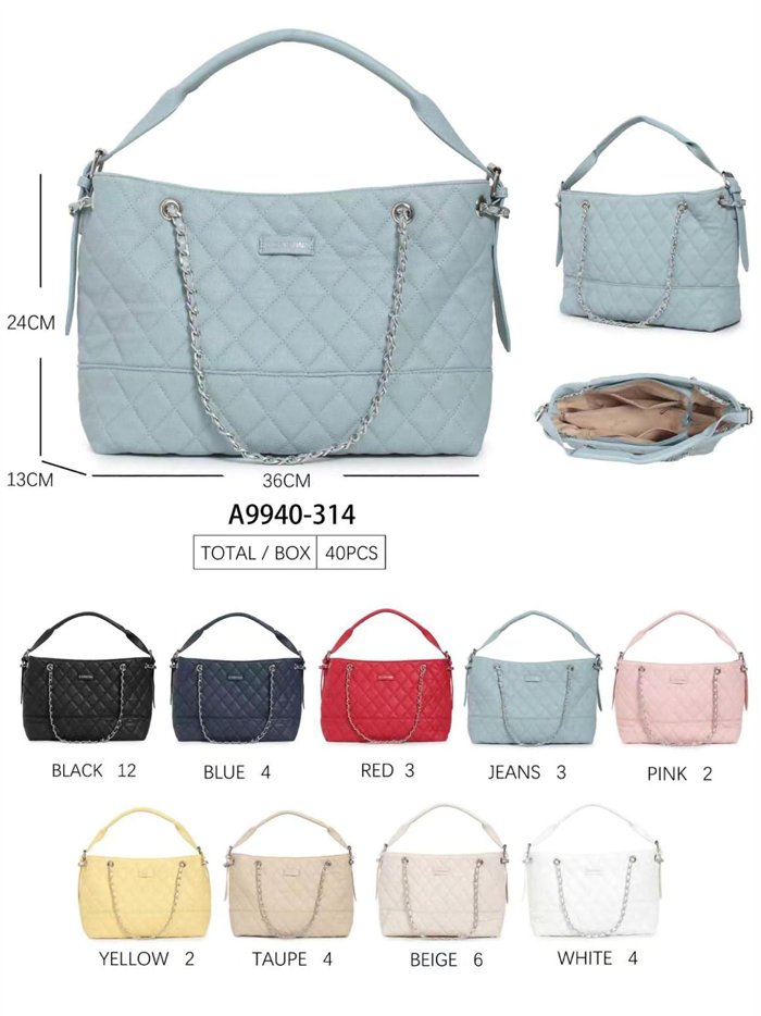 Bolso de hombro acolchado con asa de cadena