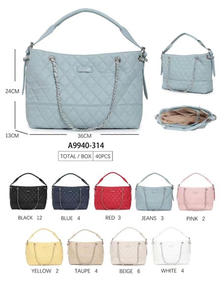 Bolso de hombro acolchado con asa de cadena