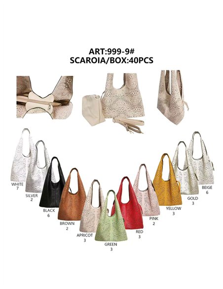 Bolso shopper perforado con neceser interior