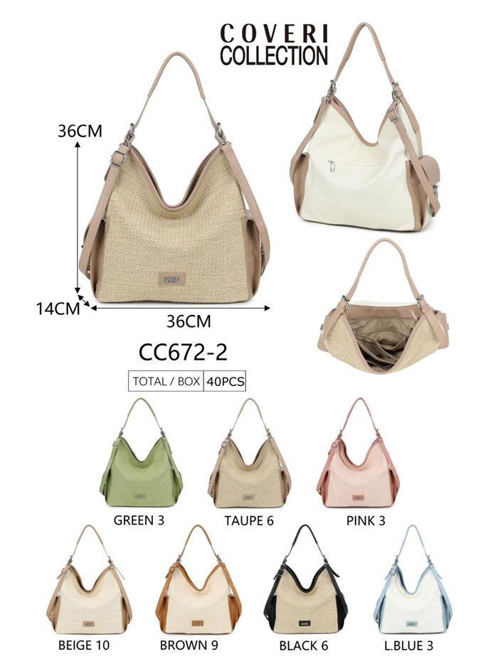 Bolso hobo combinado con efecto raffia