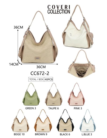 Bolso hobo combinado con efecto raffia
