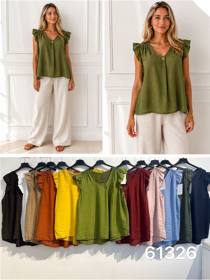 Bluse mit Rüschenärmeln und Mesh-Details