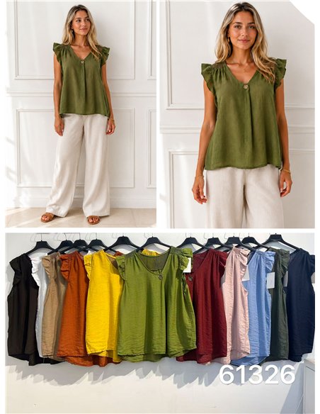 Bluse mit Rüschenärmeln und Mesh-Details