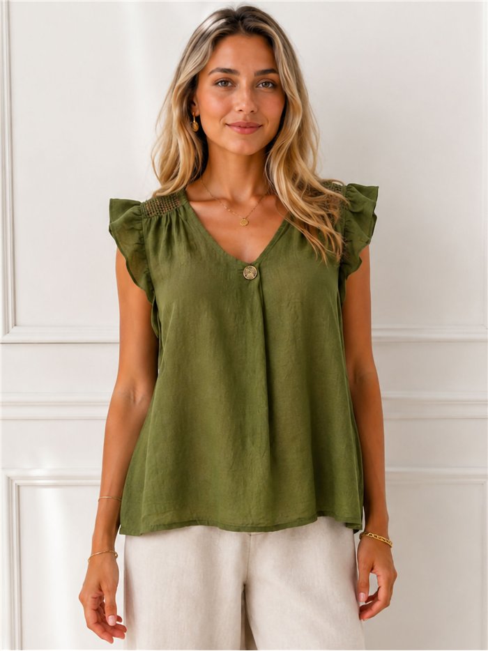 Bluse mit Rüschenärmeln und Mesh-Details