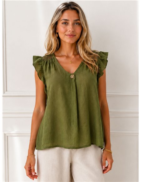 Bluse mit Rüschenärmeln und Mesh-Details