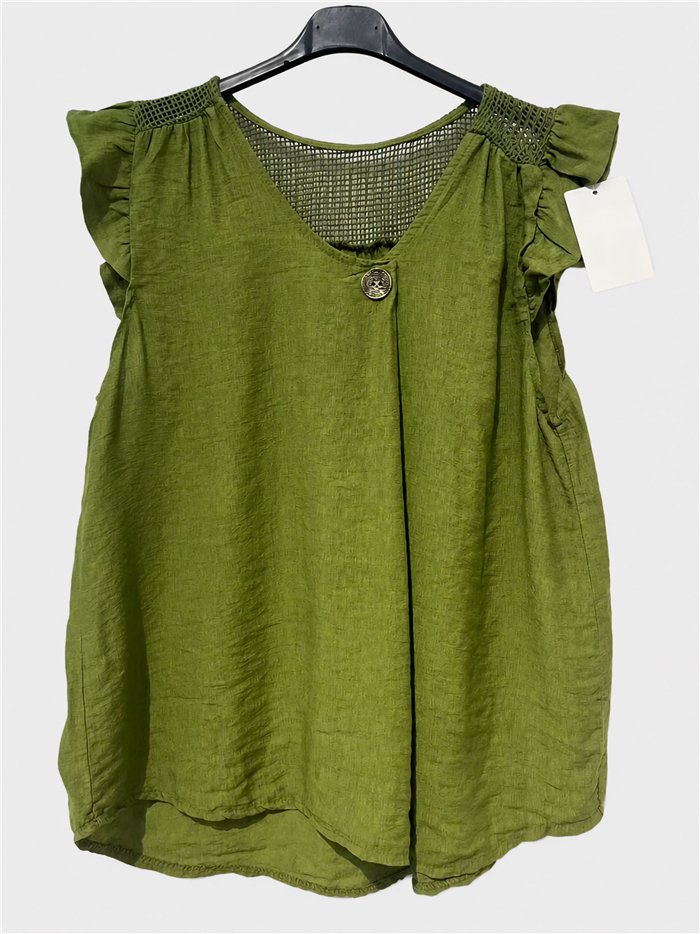 Bluse mit Rüschenärmeln und Mesh-Details