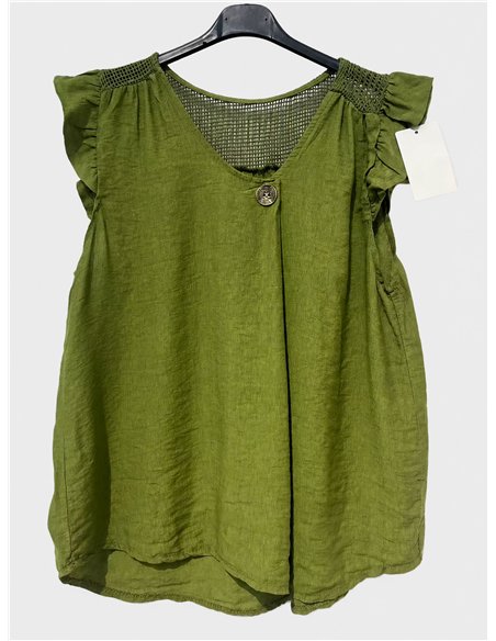 Bluse mit Rüschenärmeln und Mesh-Details