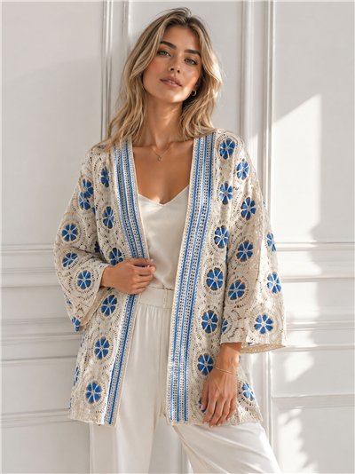 Cárdigan de crochet floral