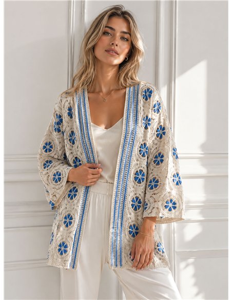 Cárdigan de crochet floral