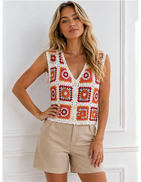 Chaleco crochet multicolor