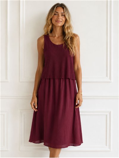Vestido efecto doble con top de rejilla
