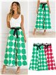 Pantalón lycra palazzo maxi lunares con lazo