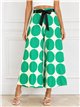 Pantalón lycra palazzo maxi lunares con lazo