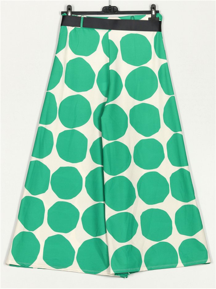 Pantalón lycra palazzo maxi lunares con lazo