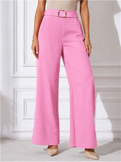 Pantalón wide-leg cinturón de hebilla