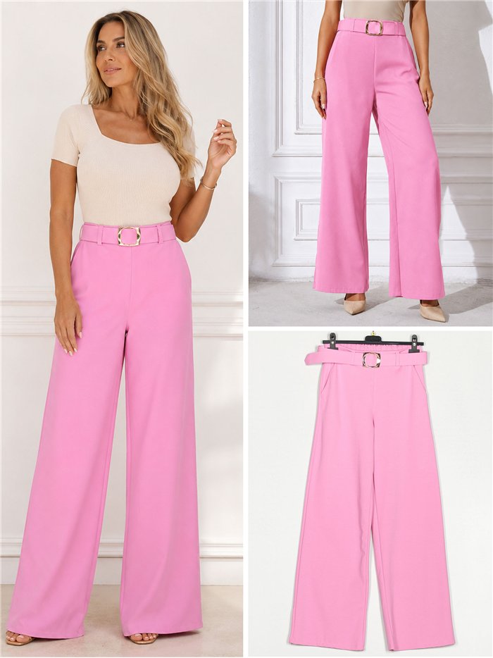 Pantalon à jambes larges avec ceinture à boucle