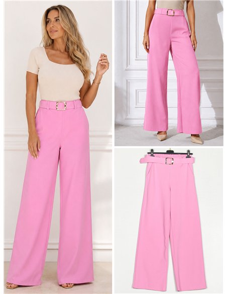 Pantalon à jambes larges avec ceinture à boucle