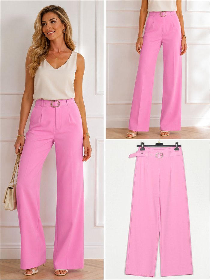 Pantalón wide-leg cinturón