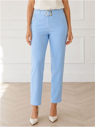 Pantalón liso cinturón de hebilla