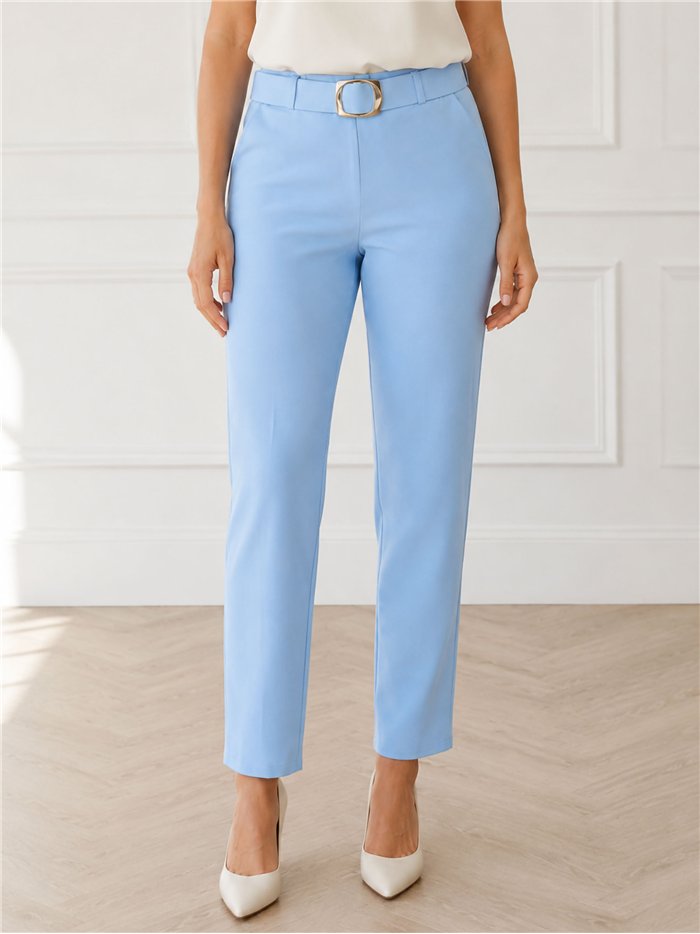 Pantalón liso cinturón de hebilla