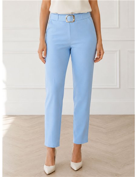 Pantalón liso cinturón de hebilla
