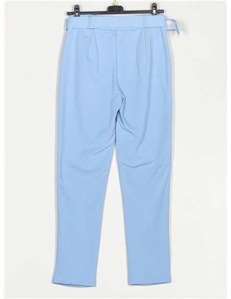 Pantalón liso cinturón de hebilla