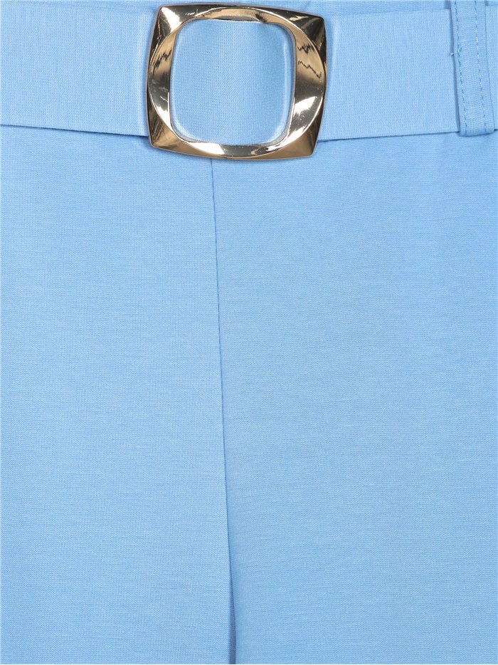 Pantalón liso cinturón de hebilla