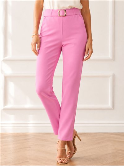 Pantalón liso cinturón de hebilla