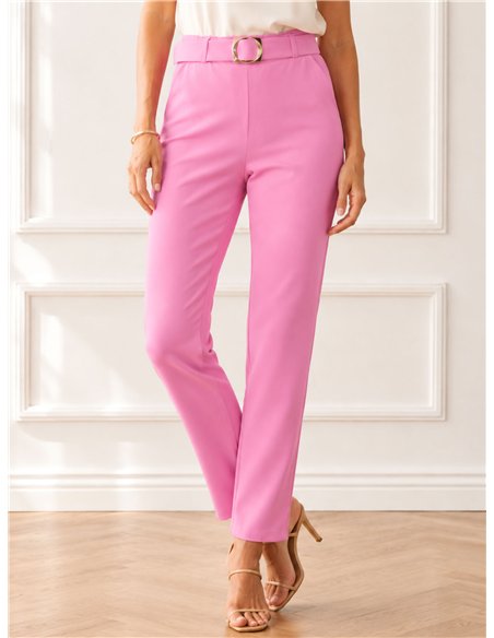 Pantalón liso cinturón de hebilla