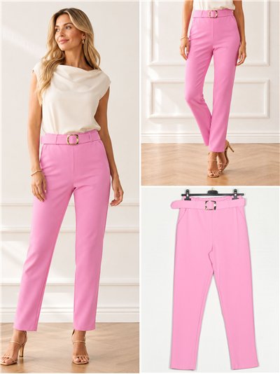 Pantalón liso cinturón de hebilla 2