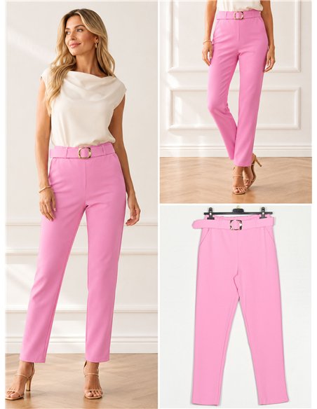 Pantalón liso cinturón de hebilla