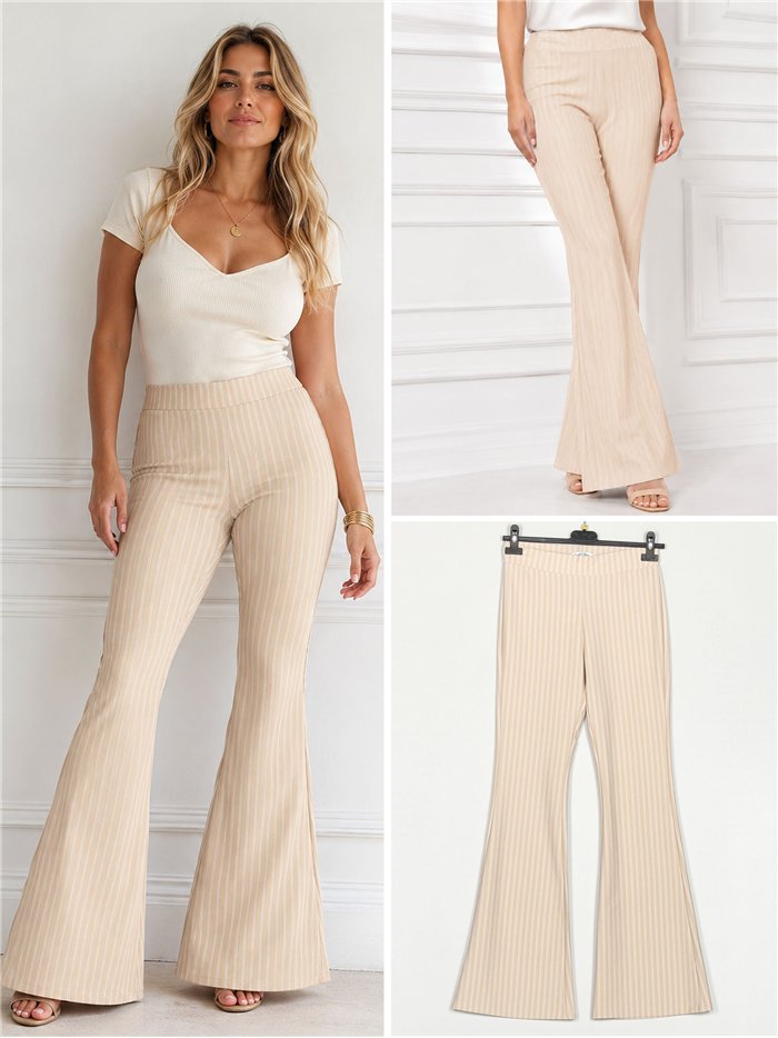 Pantalón flare rayas finas