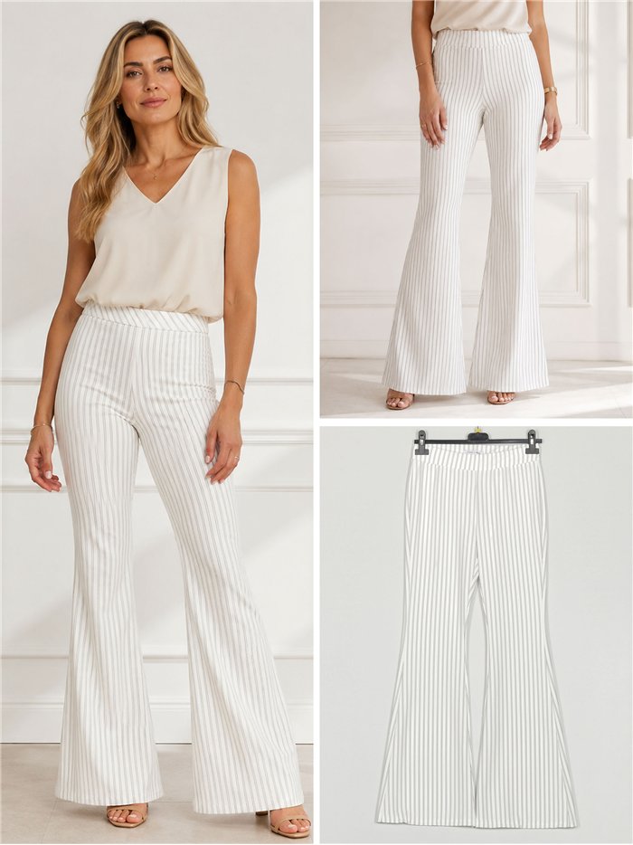 Pantalón flare rayas finas