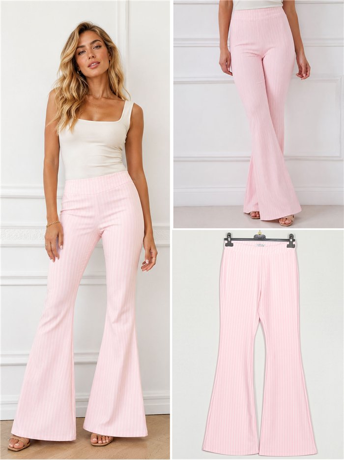 Pantalón flare rayas finas