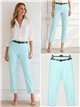 Pantalón cropped rayas finas cinturón