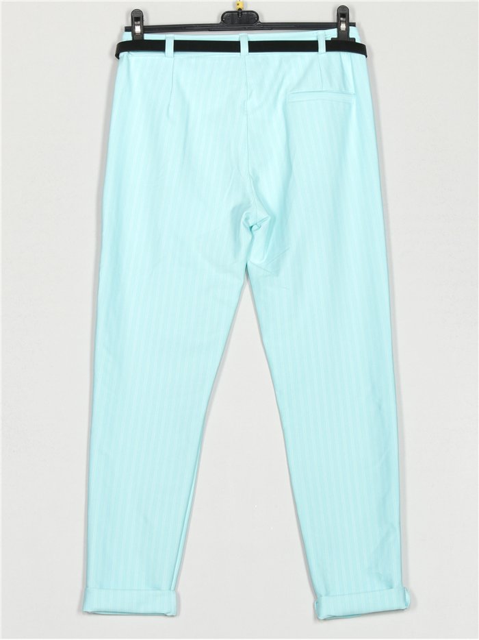 Pantalón cropped rayas finas cinturón