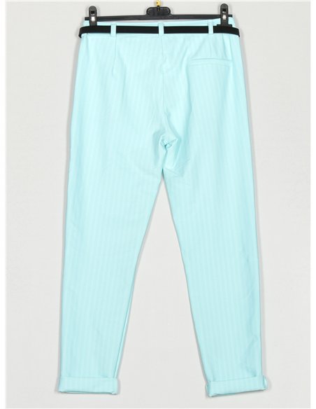Pantalón cropped rayas finas cinturón