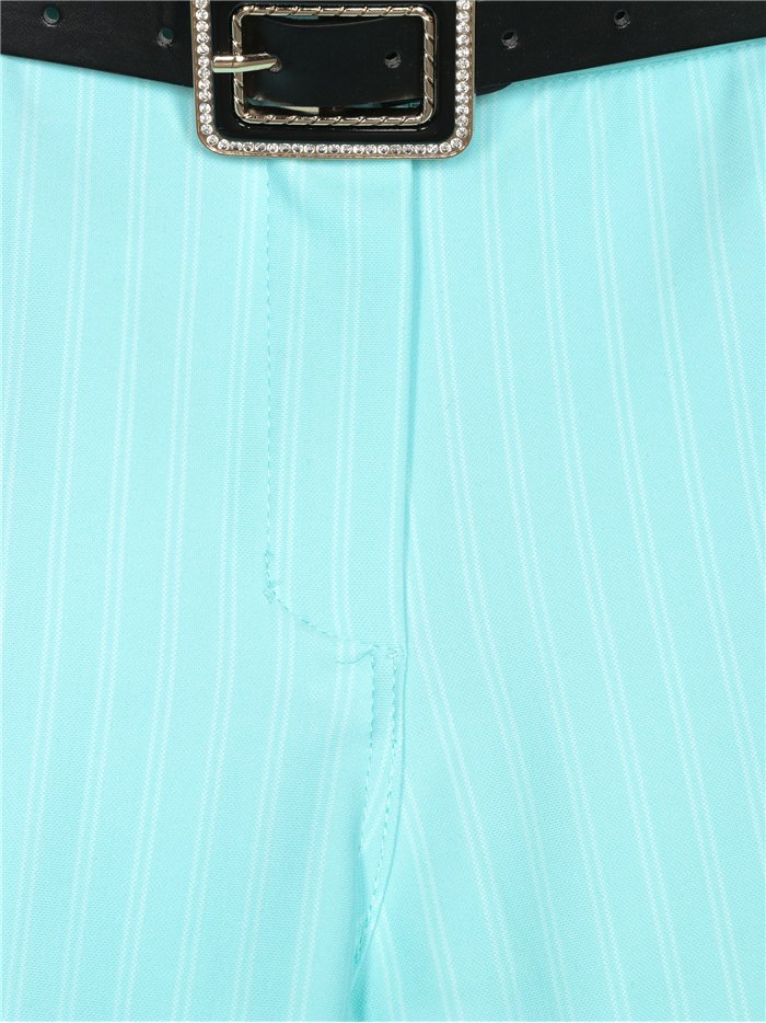 Pantalón cropped rayas finas cinturón