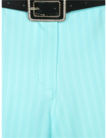Pantalón cropped rayas finas cinturón