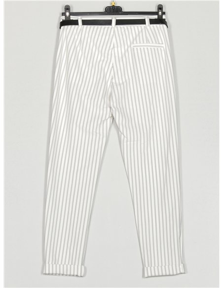 Pantalón cropped rayas finas cinturón