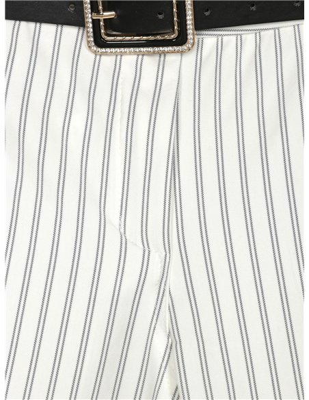 Pantalón cropped rayas finas cinturón