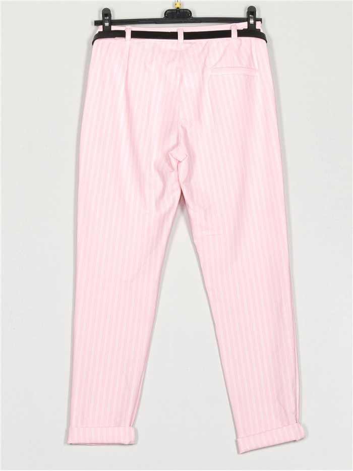 Pantalón cropped rayas finas cinturón