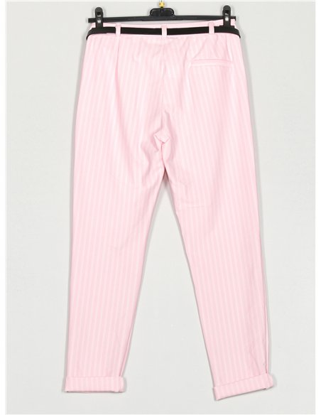 Pantalón cropped rayas finas cinturón
