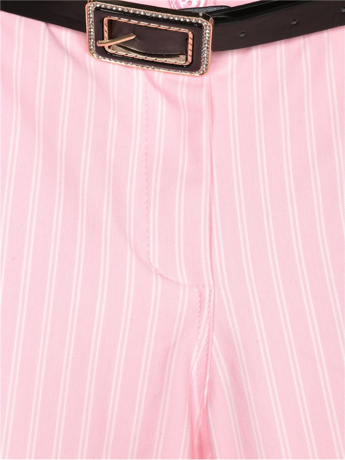 Pantalón cropped rayas finas cinturón