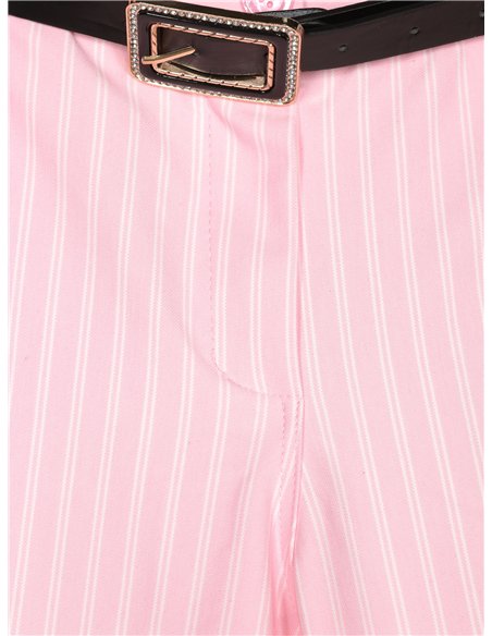 Pantalón cropped rayas finas cinturón