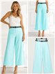 Pantalón wide-leg rayas finas con cinturón