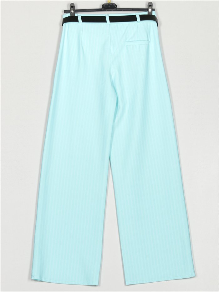 Pantalón wide-leg rayas finas con cinturón