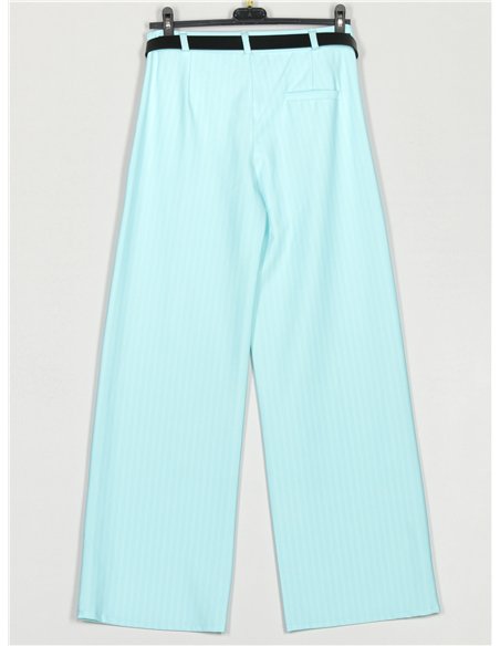Pantalón wide-leg rayas finas con cinturón