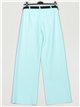 Pantalón wide-leg rayas finas con cinturón